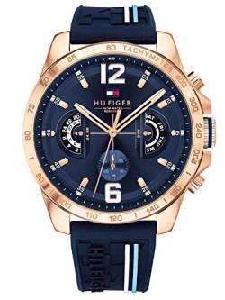 Tommy Hilfiger Multi Zifferblatt Quarz Uhr für Herren mit Marinblaues Silikonarmband - 1791474 von Tommy Hilfiger