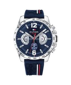 Tommy Hilfiger Multi Zifferblatt Quarz Uhr für Herren mit Marinblaues Silikonarmband - 1791476 von Tommy Hilfiger