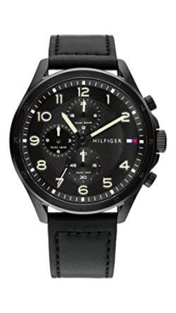 Tommy Hilfiger Multi Zifferblatt Quarz Uhr für Herren mit Schwarzes Lederarmband - 1792004 von Tommy Hilfiger