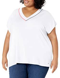 Tommy Hilfiger Plus Size Damen T-Shirt mit V-Ausschnitt, Iconic Bright White, 3X von Tommy Hilfiger