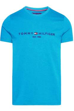 Tommy Hilfiger Slim Fit T-Shirt Rundhals aqua, Einfarbig von Tommy Hilfiger