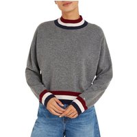 Tommy Hilfiger Strickpullover GS WOOL CASHMERE MOCK-NK SWT mit Global Stripe an den Bündchen von Tommy Hilfiger