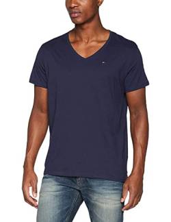 Tommy Hilfiger T-Shirt Herren Kurzarm TJM Original V-Ausschnitt, Blau (Black Iris), L von Tommy Hilfiger