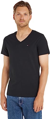 Tommy Hilfiger T-Shirt Herren Kurzarm TJM Original V-Ausschnitt, Schwarz (Tommy Black), M von Tommy Hilfiger