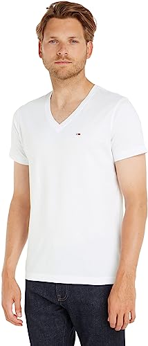 Tommy Hilfiger T-Shirt Herren Kurzarm TJM Original V-Ausschnitt, Weiß (Classic White), M von Tommy Hilfiger