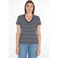 Tommy Hilfiger T-Shirt SLIM CODY RIB V-NECK SS mit dezenter Logostickerei von Tommy Hilfiger