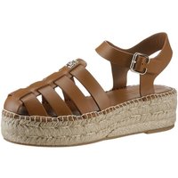 Tommy Hilfiger TH AUTHENTIC LEATHER ESPADRILLE Sandale, Sommerschuh, Sandalette, Plateauabsatz, mit verstellbarer Schnalle von Tommy Hilfiger