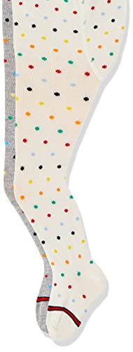 Tommy Hilfiger Unisex-Baby Dot 4 Pack Tights, White/Grey Melange, 74-80 (2er Pack) von Tommy Hilfiger