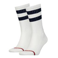 Tommy Hilfiger Unisex Crew Sock, White/Navy, 35/38 (2er Pack) von Tommy Hilfiger