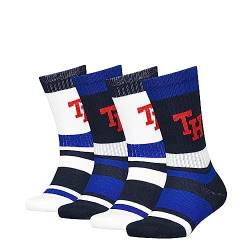 Tommy Hilfiger Unisex Kids Crew Sock, Blue Combo, 27/30 (4er Pack) von Tommy Hilfiger