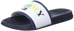 Tommy Hilfiger Unisex Pool Logo Slide Print Bade-Schuh Latschen Sauna Beach, Farbe:Blau, Schuhe NEU:EU 39 von Tommy Hilfiger