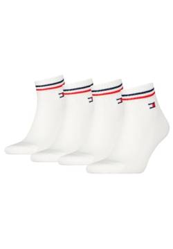 Tommy Hilfiger Unisex Quarter Socken im Retro Design knöchelhoch 4-er Pack, Farbe:Weiss, Socken & Strümpfe:39-42 von Tommy Hilfiger