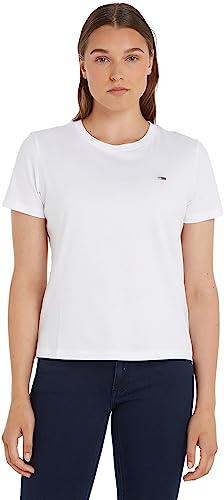 Tommy Jeans Damen T-Shirt Kurzarm TJW Regular Regular Fit, Weiß (White), XL von Tommy Hilfiger