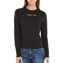 Tommy Jeans Damen TJW Baby Serif LINEAR LS DW0DW14363 Langarm T-Shirts, Schwarz, L von Tommy Hilfiger