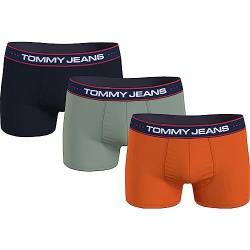 Tommy Jeans Herren 3er Pack Boxershorts Trunks Unterwäsche, Mehrfarbig (Dsrt Sky/ Faded Olive/ Bonf Orange), S von Tommy Hilfiger