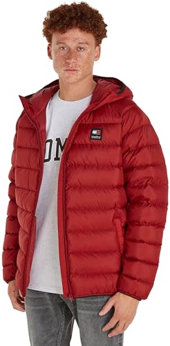 Tommy Jeans Herren Daunenjacke Hooded Light Down Jacket Winter, Rot (Magma Red), L von Tommy Hilfiger