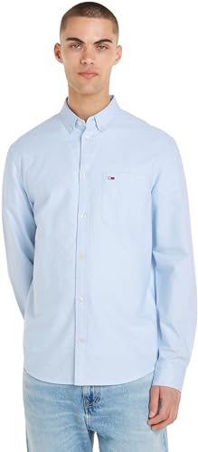 Tommy Jeans Herren Hemd Oxford, Blau (Chambray Blue), XL von Tommy Hilfiger