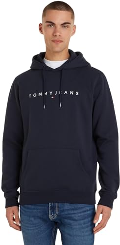 Tommy Jeans Herren Hoodie Regular Linear Logo mit Kapuze, Blau (Dark Night Navy), S von Tommy Hilfiger