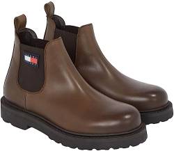 Tommy Jeans Herren Mid Boot Stiefel aus Leder, Braun (Velvet Brown), 45 von Tommy Hilfiger