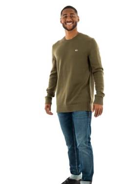 Tommy Jeans Herren Pullover Essential Crew Neck Strickpullover, Grün (Drab Olive Green), XL von Tommy Hilfiger