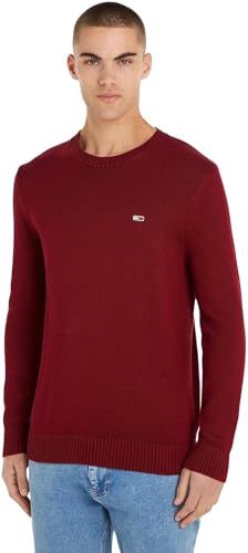 Tommy Jeans Herren Pullover Essential Crew Neck Strickpullover, Rot (Rouge), XL von Tommy Hilfiger