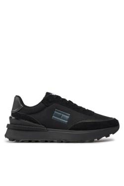 Tommy Jeans Herren Runner Sneaker Sportschuhe, Schwarz (Black), 45 von Tommy Hilfiger