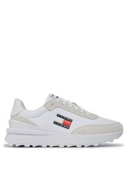 Tommy Jeans Herren Runner Sneaker Sportschuhe, Weiß (White), 44 von Tommy Hilfiger