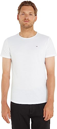 Tommy Jeans Herren T-Shirt Kurzarm TJM Slim Slim Fit, Weiß (White), XXL von Tommy Hilfiger