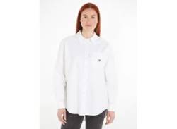 Blusentop TOMMY JEANS "TJW BADGE BOYFRIEND SHIRT" Gr. L (40), weiß (white) Damen Blusen langarm von Tommy Jeans