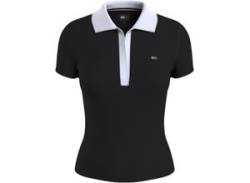Poloshirt TOMMY JEANS "TJW SLIM CONTRAST V SS POLO EXT" Gr. S (36), schwarz (black) Damen Shirts V-Shirts von Tommy Jeans