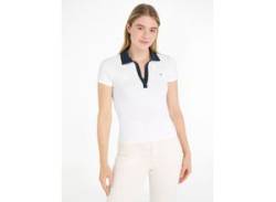 Poloshirt TOMMY JEANS "TJW SLIM CONTRAST V SS POLO EXT" Gr. XL (42), weiß (white) Damen Shirts V-Shirts von Tommy Jeans