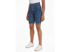 Shorts TOMMY JEANS "HARPER HGH BERUDA BH0056" Gr. 28, N-Gr, blau (denim medium) Damen Hosen Gerade mit Tommy Jeans Logo-Badge & Flag von Tommy Jeans