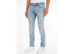 Slim-fit-Jeans TOMMY JEANS "SCANTON SLIM" Gr. 32, Länge 30, blau (denim light) Herren Jeans Slim Fit mit Abrieb- und Destroyeddetails von Tommy Jeans