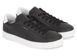 Sneaker TOMMY JEANS "TJM LEATHER LOW CUPSOLE" Gr. 41, schwarz-weiß (schwarz, weiß) Herren Schuhe Schnürhalbschuhe von Tommy Jeans