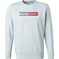 TOMMY JEANS Herren Sweatshirt grau Baumwolle Logo und Motiv von Tommy Jeans