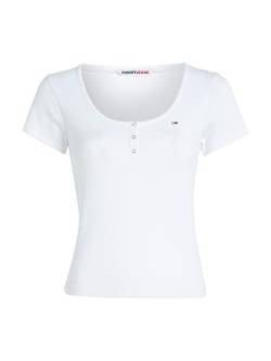 Tommy Hilfiger TJW BBY BUTTON RIB C-NECK, WHITE, weiß(ybr), Gr. XL von Tommy Jeans