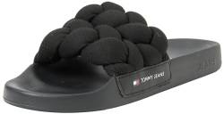 Tommy Jeans Damen Badeschuhe Braided Slide Badelatschen, Schwarz (Black), 40 von Tommy Jeans