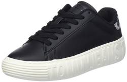 Tommy Jeans Damen Cupsole Sneaker Leather Schuhe, Schwarz (Black / Silver), 37 von Tommy Jeans