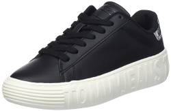 Tommy Jeans Damen Cupsole Sneaker Leather Schuhe, Schwarz (Black / Silver), 39 von Tommy Jeans