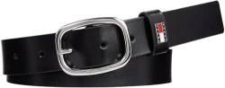 Tommy Jeans Damen Gürtel Oval Ledergürtel, Schwarz (Black), 90 cm von Tommy Jeans