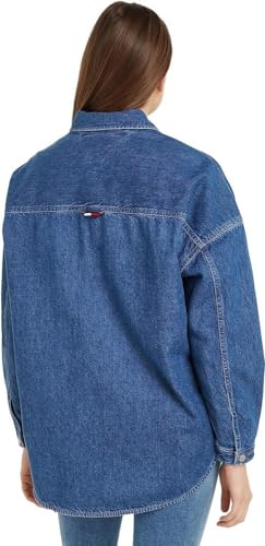 Tommy Jeans Damen Hemd Denim Overshirt Langarm, Blau (Denim Medium), S von Tommy Jeans