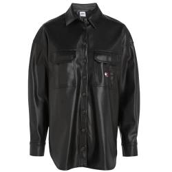 Tommy Jeans Damen Hemd TJW SPR OVS Pleather Overshirt Black schwarz - M von Tommy Jeans