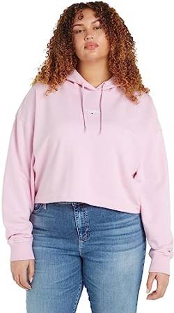 Tommy Jeans Damen Hoodie Cropped Logo mit Kapuze, Rosa (French Orchid), L von Tommy Jeans