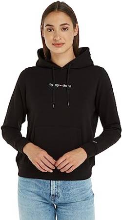 Tommy Jeans Damen Hoodie Regular Serif Linear mit Kapuze, Schwarz (Black), M von Tommy Jeans