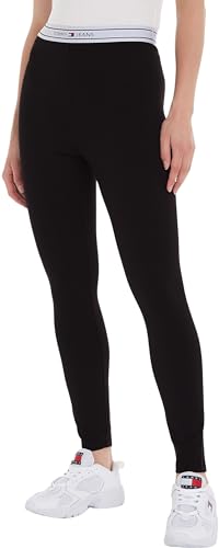 Tommy Jeans Damen Jogginghose Logo Taping Legging Sweatpants, Schwarz (Black), XL von Tommy Jeans