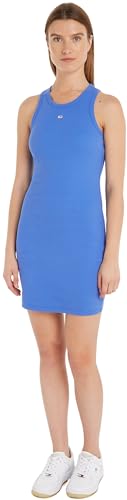 Tommy Jeans Damen Kleid Tank Bodycon Gerippt, Blau (Empire Blue), L von Tommy Jeans