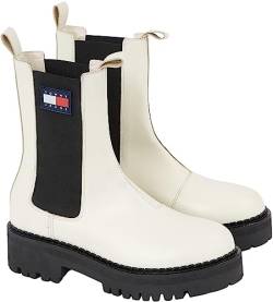 Tommy Jeans Damen Mid Boot Stiefel Urban Chelsea Stiefeletten, Elfenbein (Rich Cream), 39 von Tommy Jeans