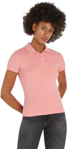 Tommy Jeans Damen Poloshirt Kurzarm Tjw Slim Essential Polo Ss Slim Fit, Rosa (Tickled Pink), M von Tommy Jeans