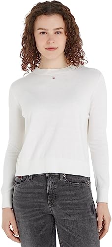 Tommy Jeans Damen Pullover Essential Crew Neck Strickpullover, Beige (Ancient White), L von Tommy Jeans