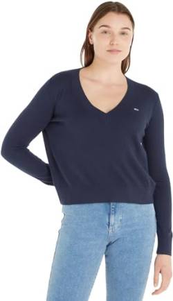 Tommy Jeans Damen Pullover Essential Vneck Strickpullover, Blau (Twilight Navy), XL von Tommy Jeans